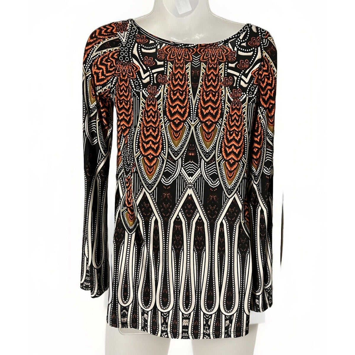 LUXE USA WOMENS BLACK POLYESTER L/S BLOUSE SHIRT TOP SIZE SMALL