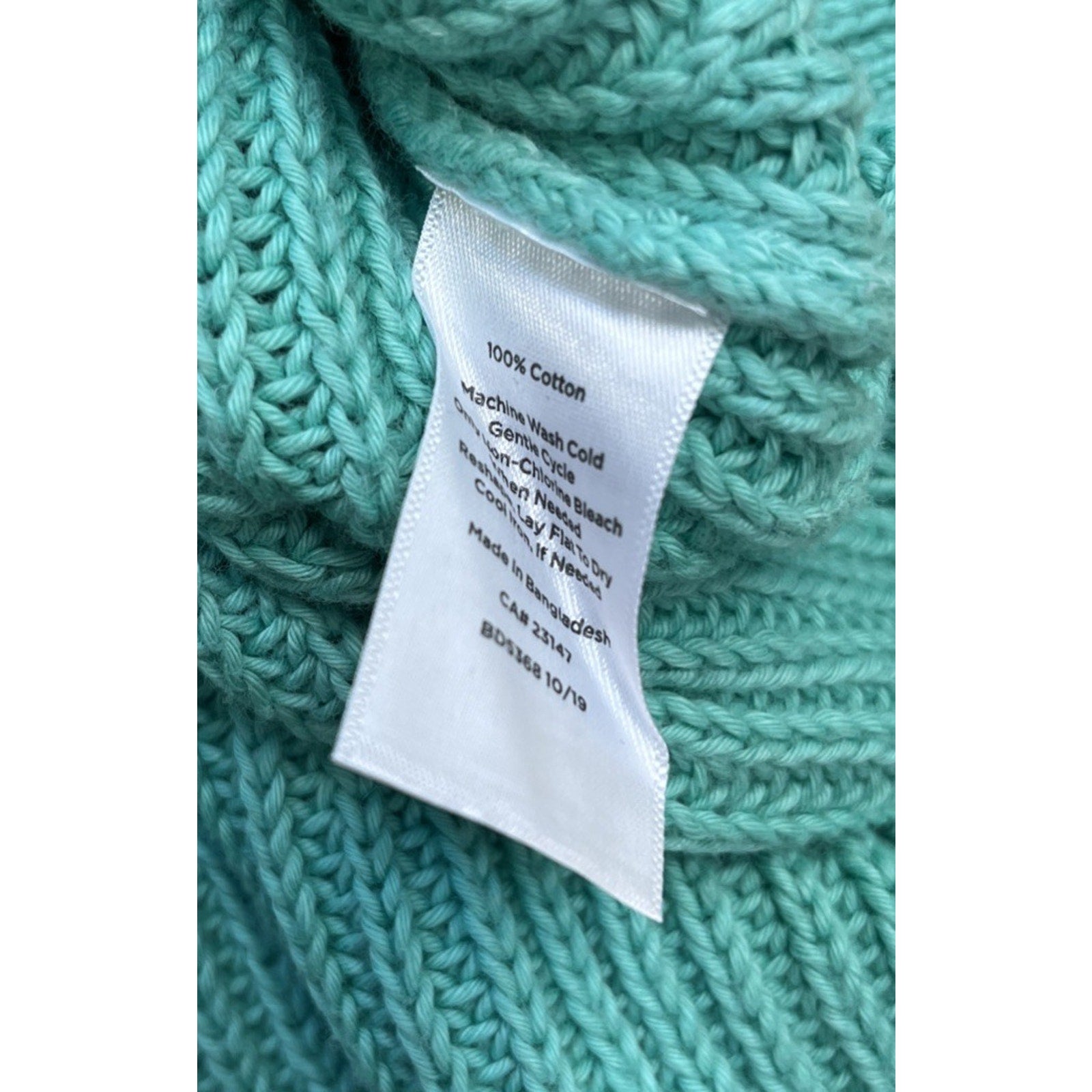 Talbots Teal Cable Knit Turtleneck Pullover Sweater Size Medium Women’s
