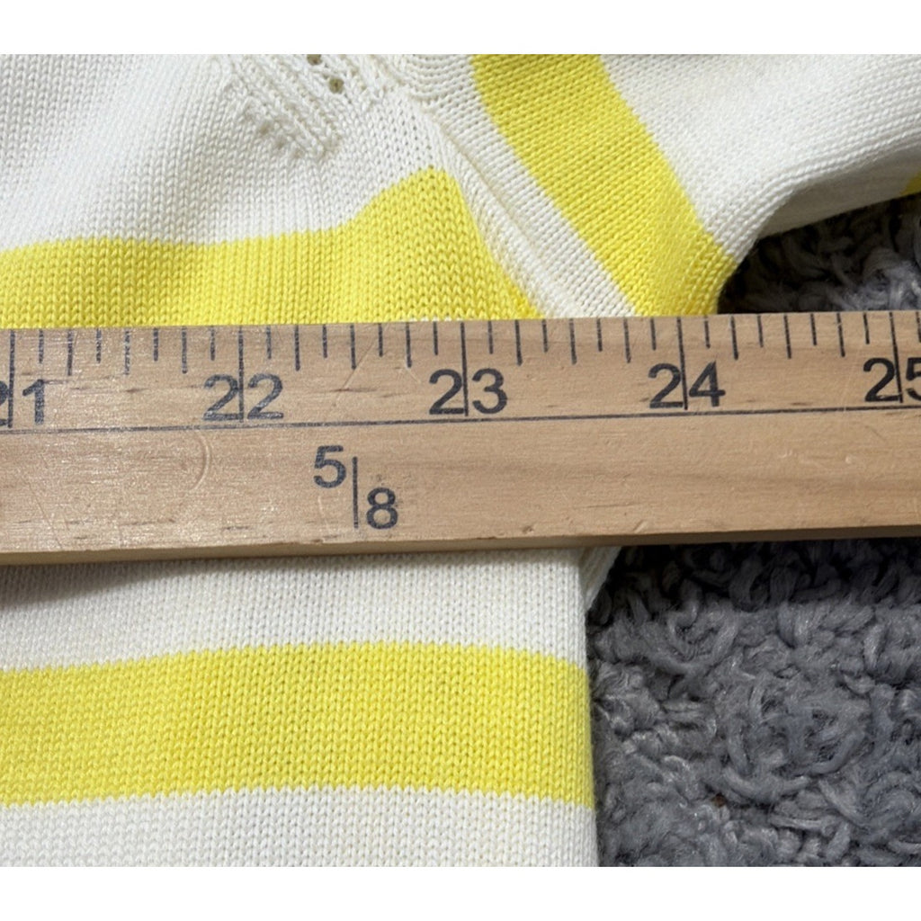 Talbots cardigan sweater womens Plus 2X Striped V-Neck yellow white preppy NWT