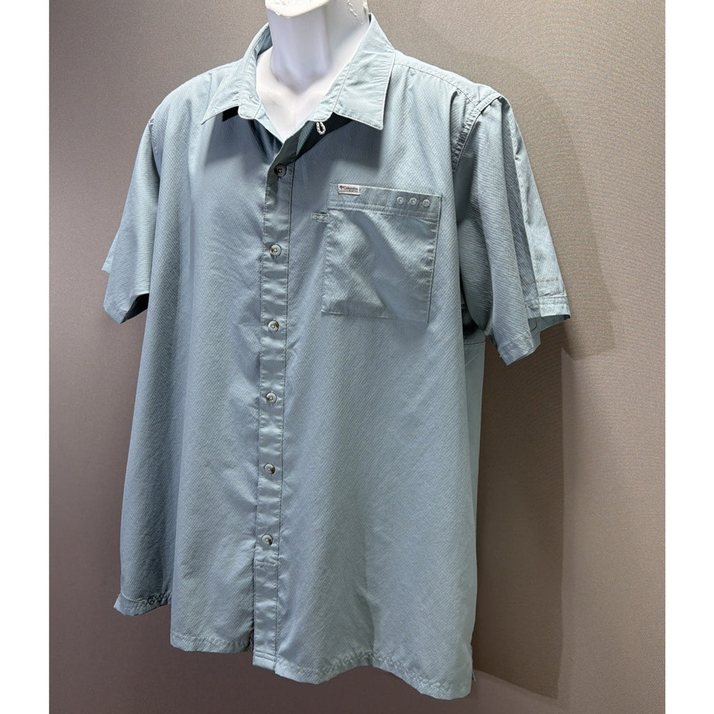Columbia PFG Slack Tide Shirt Men's Big 1X Blue Omni-Wick UPF 50 Fishing
