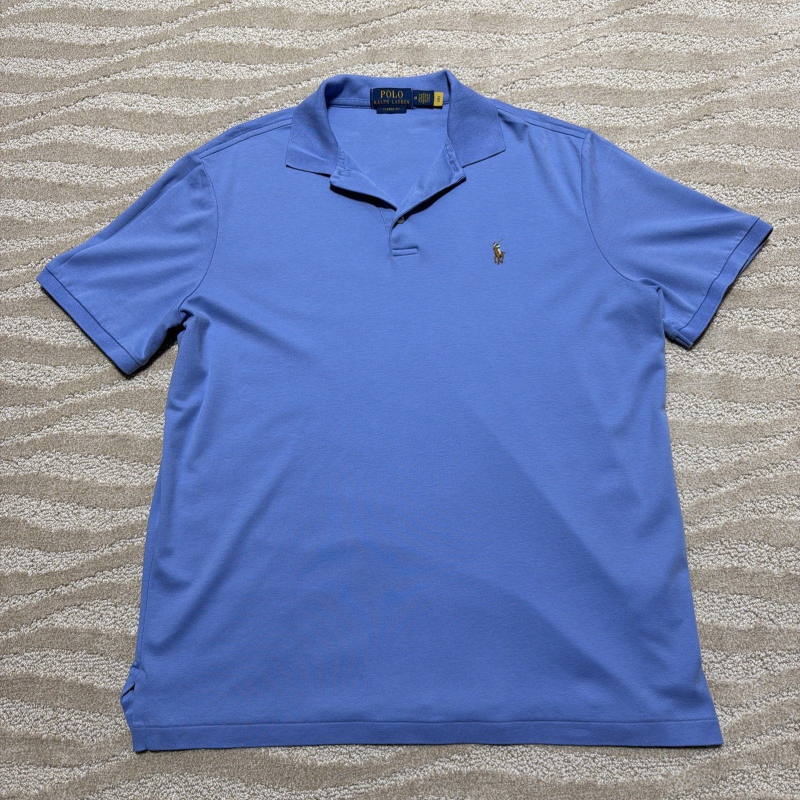 Polo Ralph Lauren Men's Blue Classic-Fit Short Sleeve Pony Logo Shirt Size M