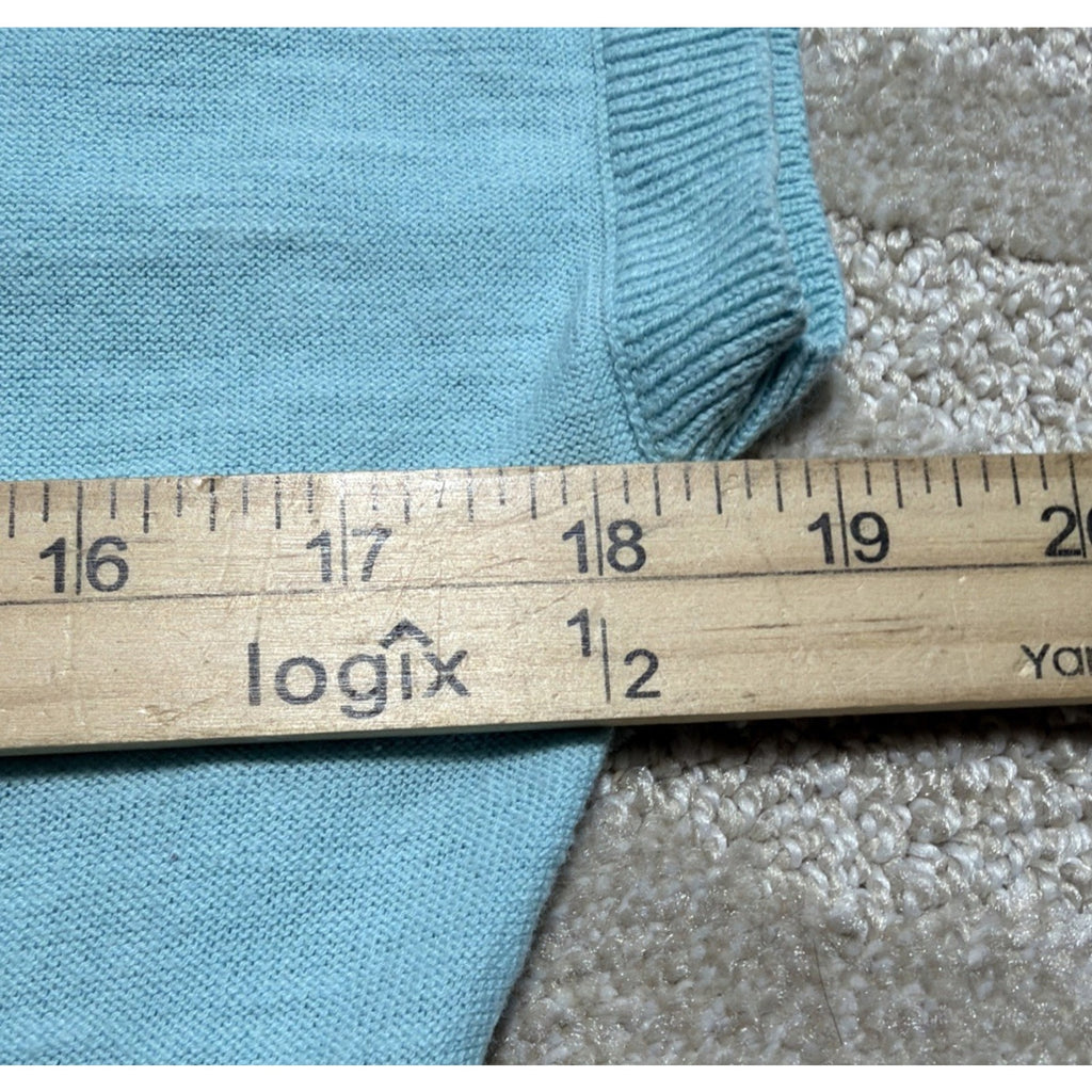 LOFT Aqua Blue Textured Knit Cap-Sleeve Top Size XS