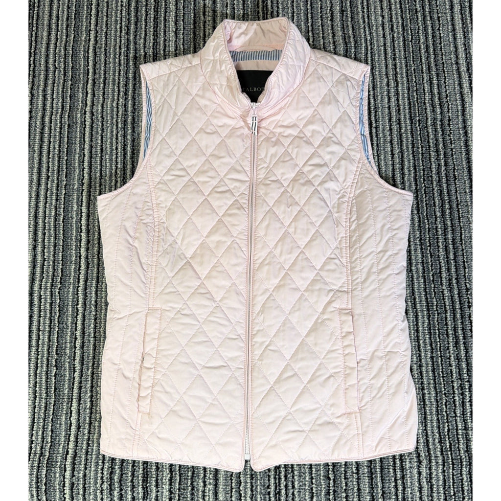 Talbots Women’s Light Pink Quilted Lightweight Puffer Vest Full Zip Large