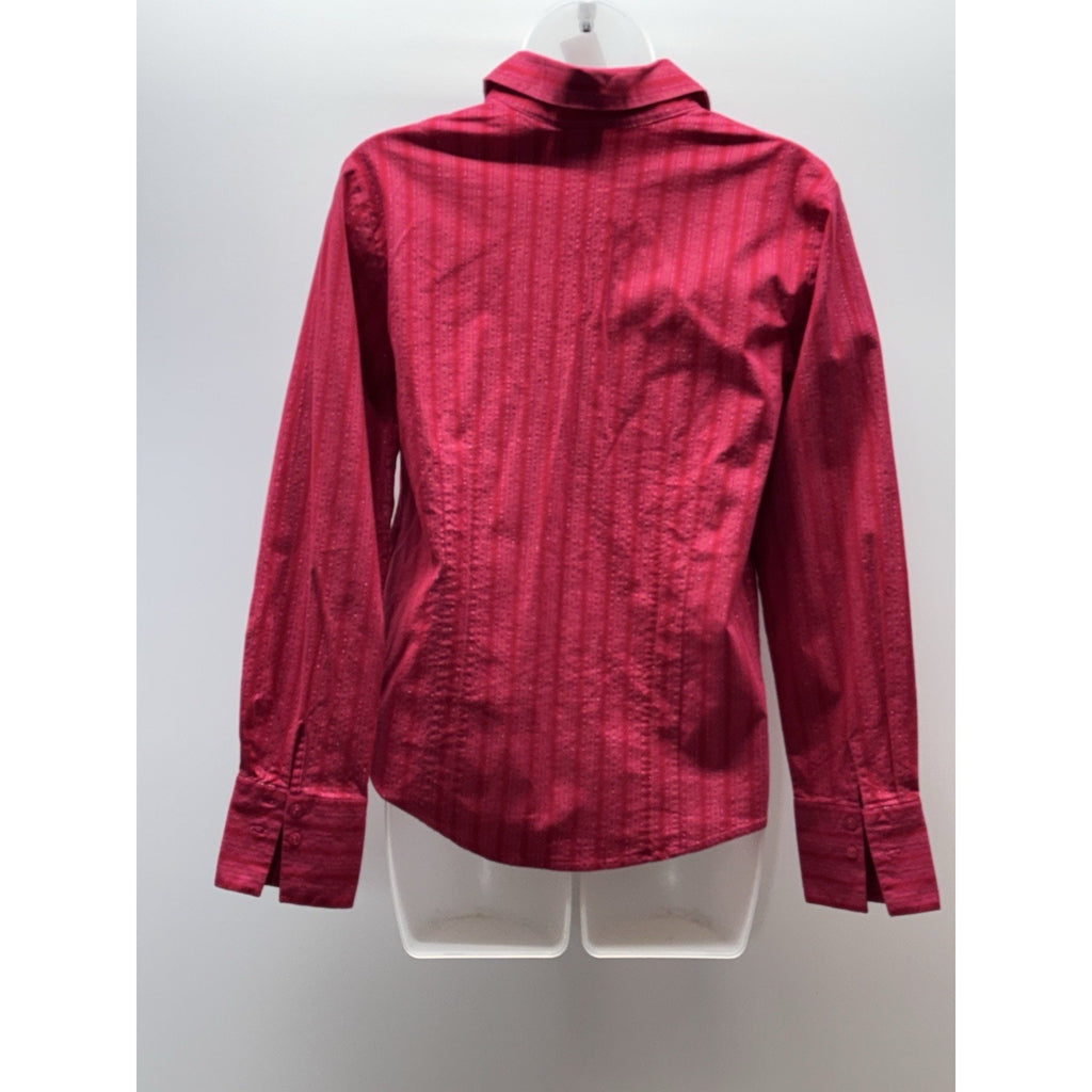 St Johns Bay Shirt Womens Adult Size M Color Red Long Sleeve Button Up Casual