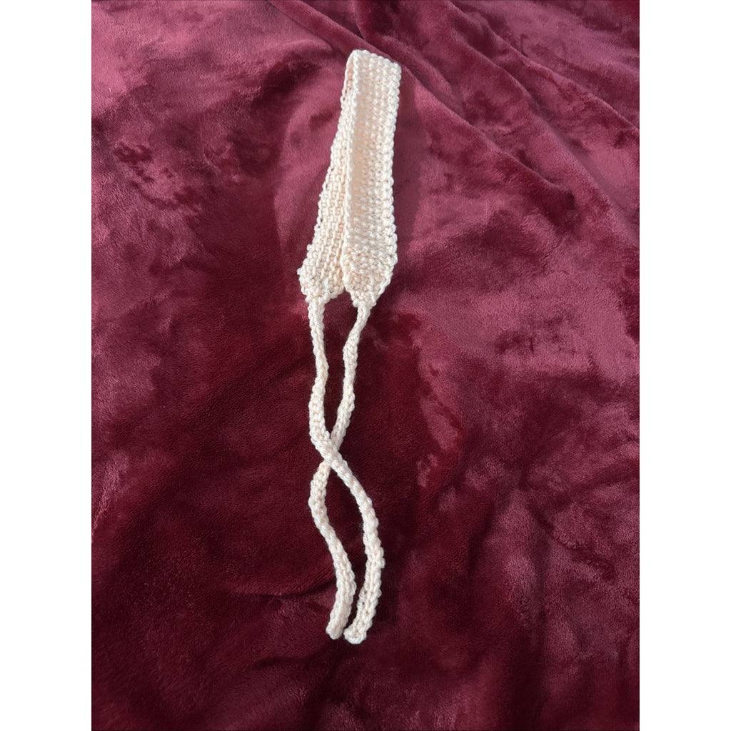 Handmade Crochet Tie Back Headband Blush Pink Boho Hair Wrap Womens Adjustable