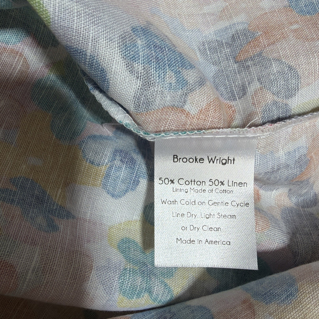 NWT Brooke Wright Ditzy Floral Kimono Top OS Linen Cotton Boho Resort Blouse USA