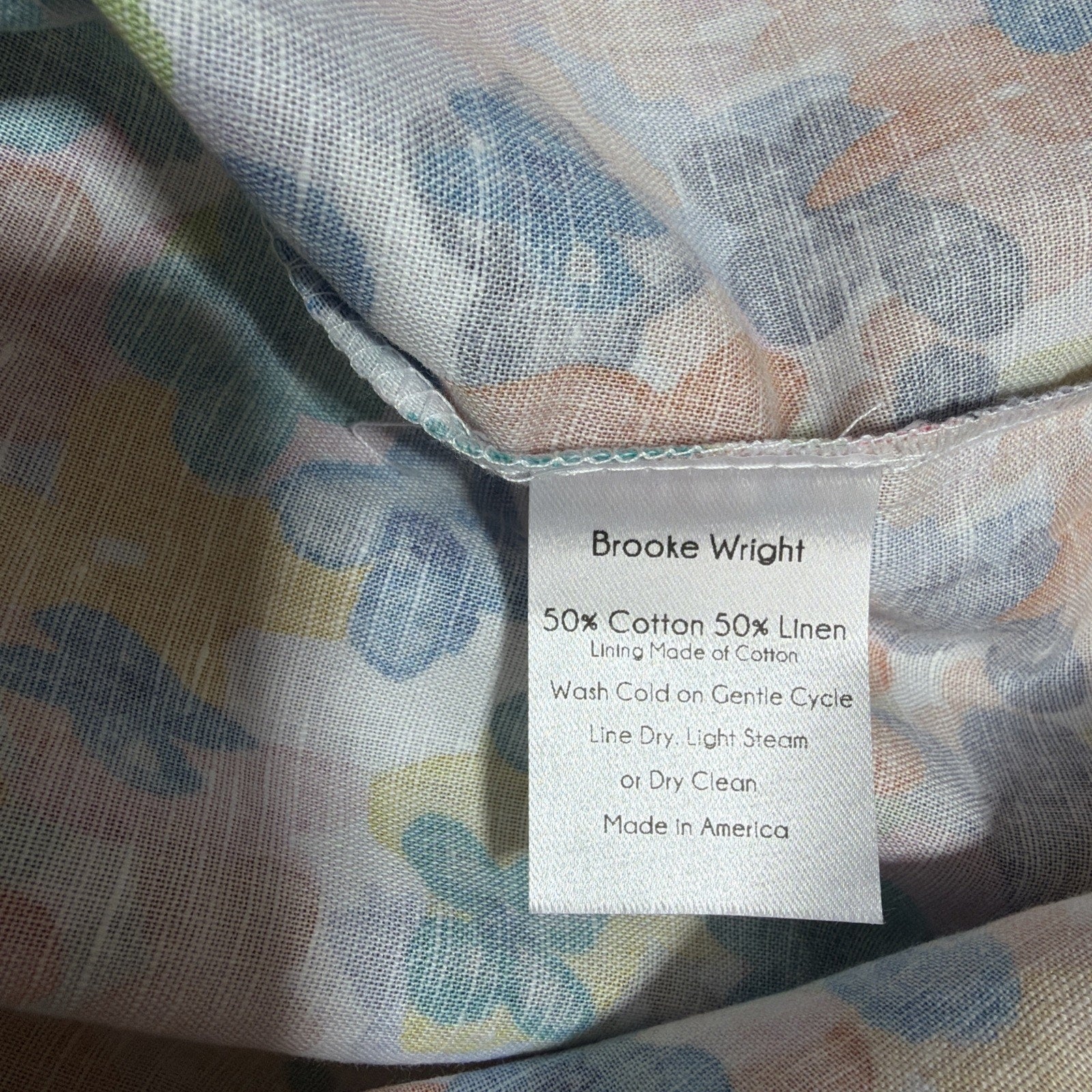 NWT Brooke Wright Ditzy Floral Kimono Top OS Linen Cotton Boho Resort Blouse USA