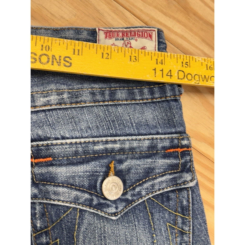 True Religion Low Rise Women’s Flare Blue Jeans Size 26 RN#112790 Made In USA