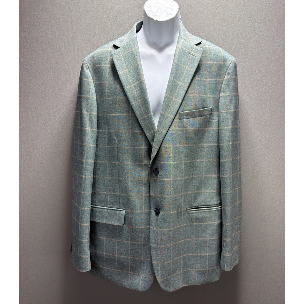 Michael Strahan Gray Windowpane Sport Coat Blazer Men’s 44R Stretch 2-Button