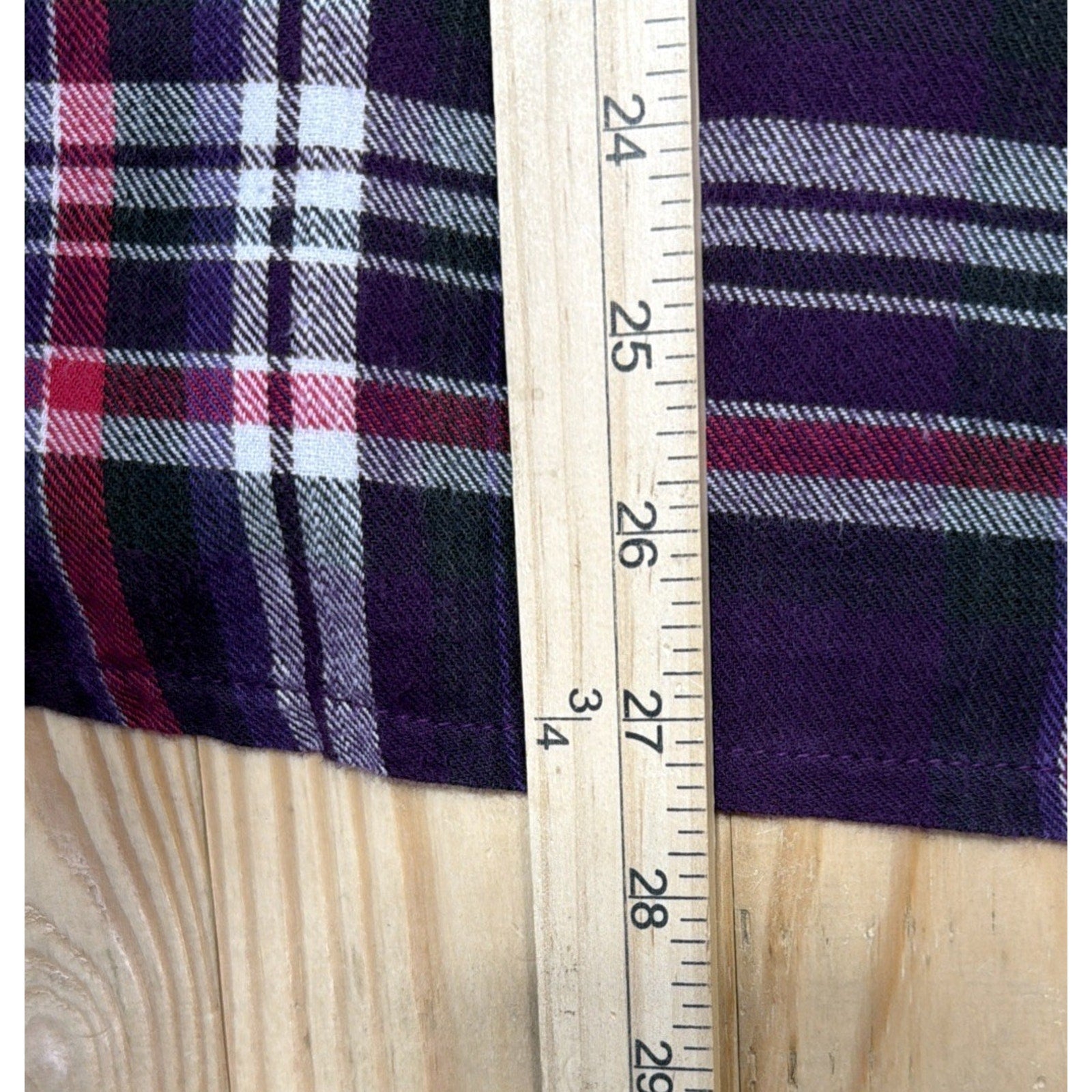 Roaman's Women's Plus Size 12W Berry Plaid Button-Up Flannel Tunic Relaxed Fit