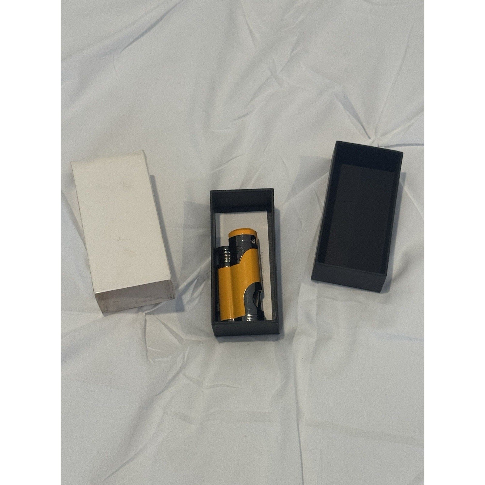 GUEVARA Double Jet Torch Butane Lighter Yellow Windproof Cigar Punch New In Box