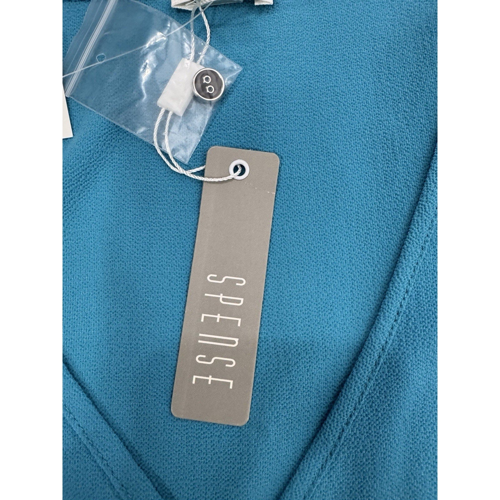 Spense Women’s M Aquamarine W/Black Buttons Tank Tunic Blouse