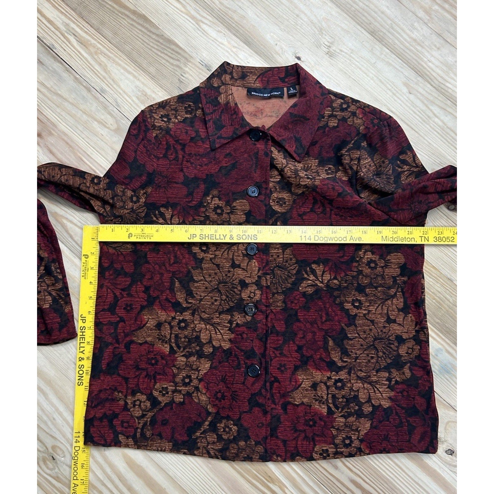 Briggs New York Petite Red Floral Tapestry Blazer Jacket Size Large.