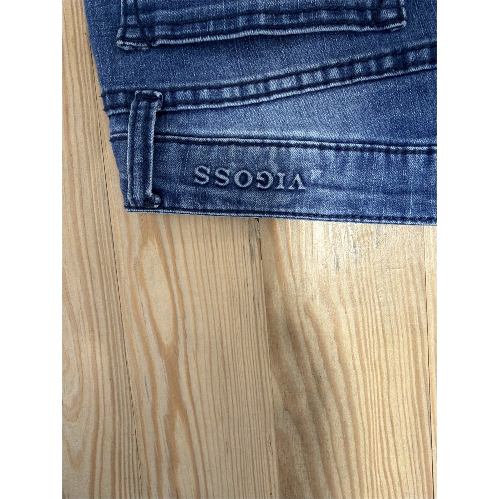 Vigoss Jeans Size 14 27x28.5 Blue Med Wash Butterfly Sequin The Jagger Skinny