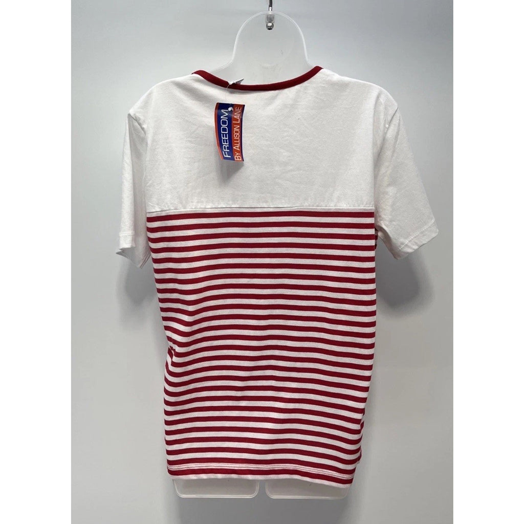 FREEDOM BY ALLISON LANE MEDIUM T-SHIRT (red/blue w/ embroidery) NEW W/ TAGS