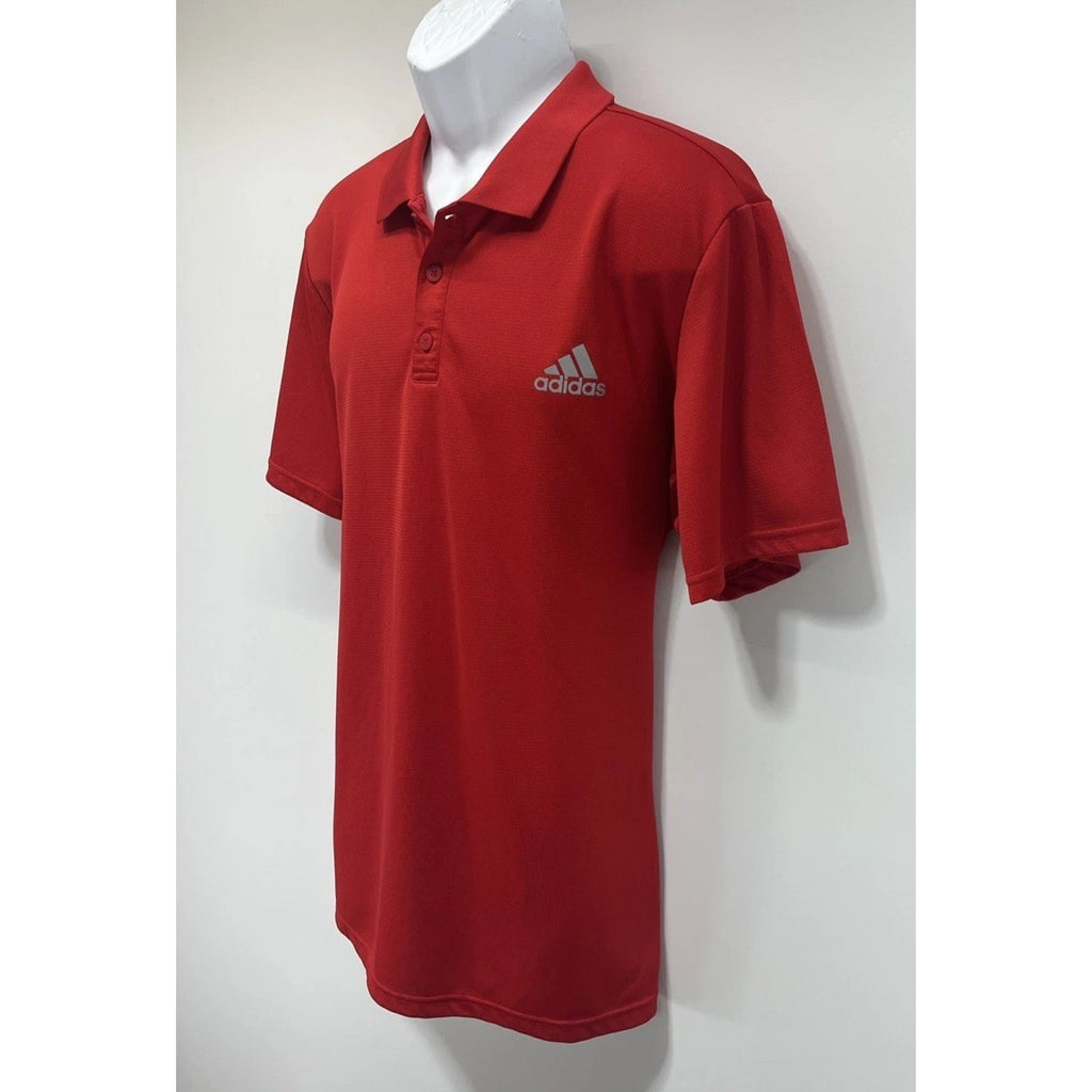 Adidas Aeroready Red Grey Lettering Short Sleeve Polo Size XL Golf