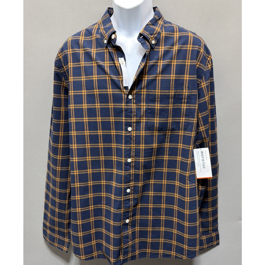 Old Navy Blue Tartan Plaid Men’s Long Sleeve Size XL Slim Fit NWT