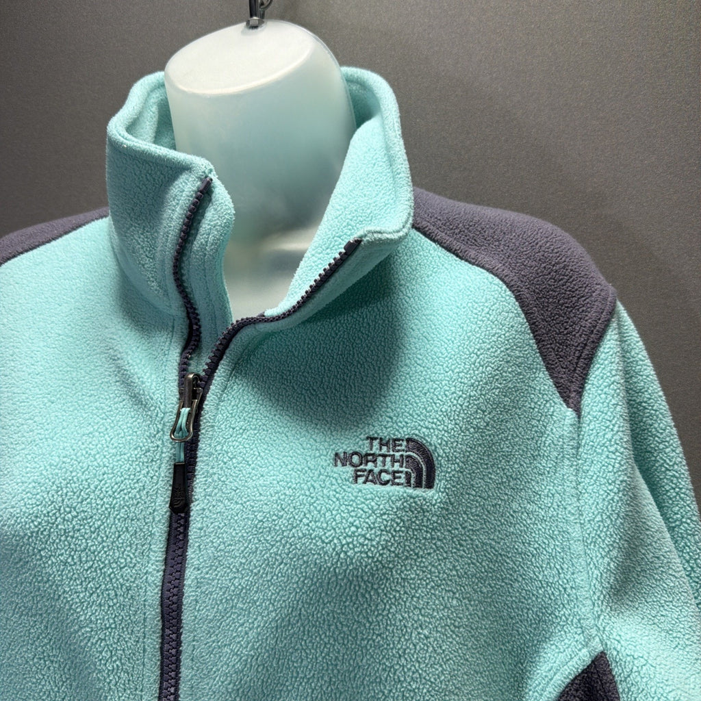 The North Face Full Zip Fleece Jacket Green Gray Pockets Women’s XL