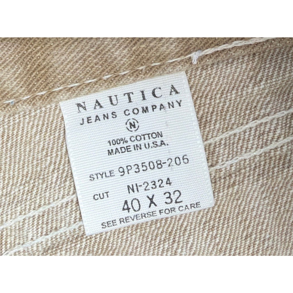 Vintage Nautica Jeans Men 40x32 Skater Grunge Baggy Biege Made USA Classic 90s