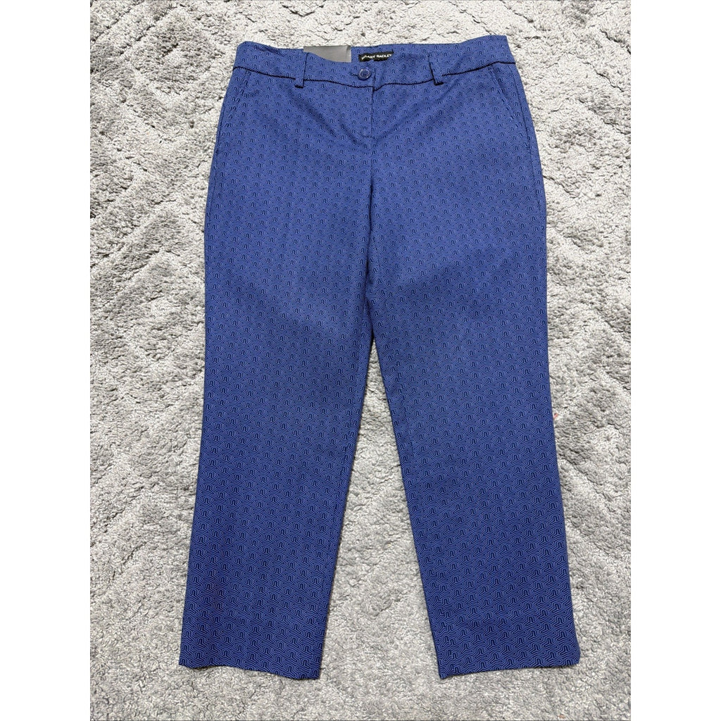 Hilary Radley New Women’s 4 Blue Geometric Print Slim Leg Cropped Pants Stretch