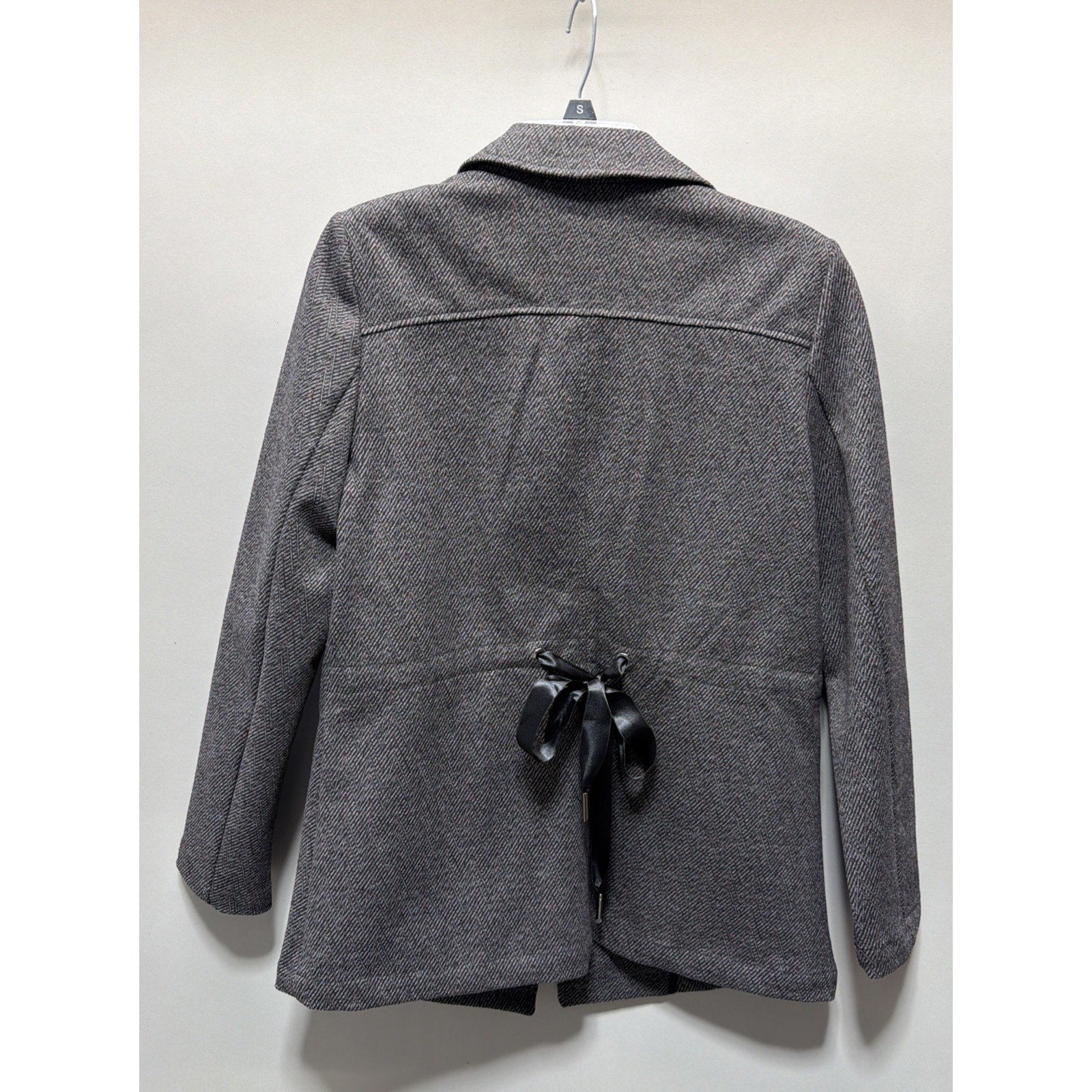 NWT White House Black Market Herringbone Knit Blazer Jacket Gray Bloodstone S