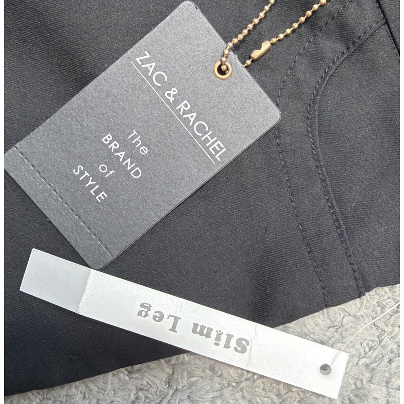 Zac & Rachel Dress Pants Women Sz 10 Black Stretch Belted Straight Slim Legs NWT