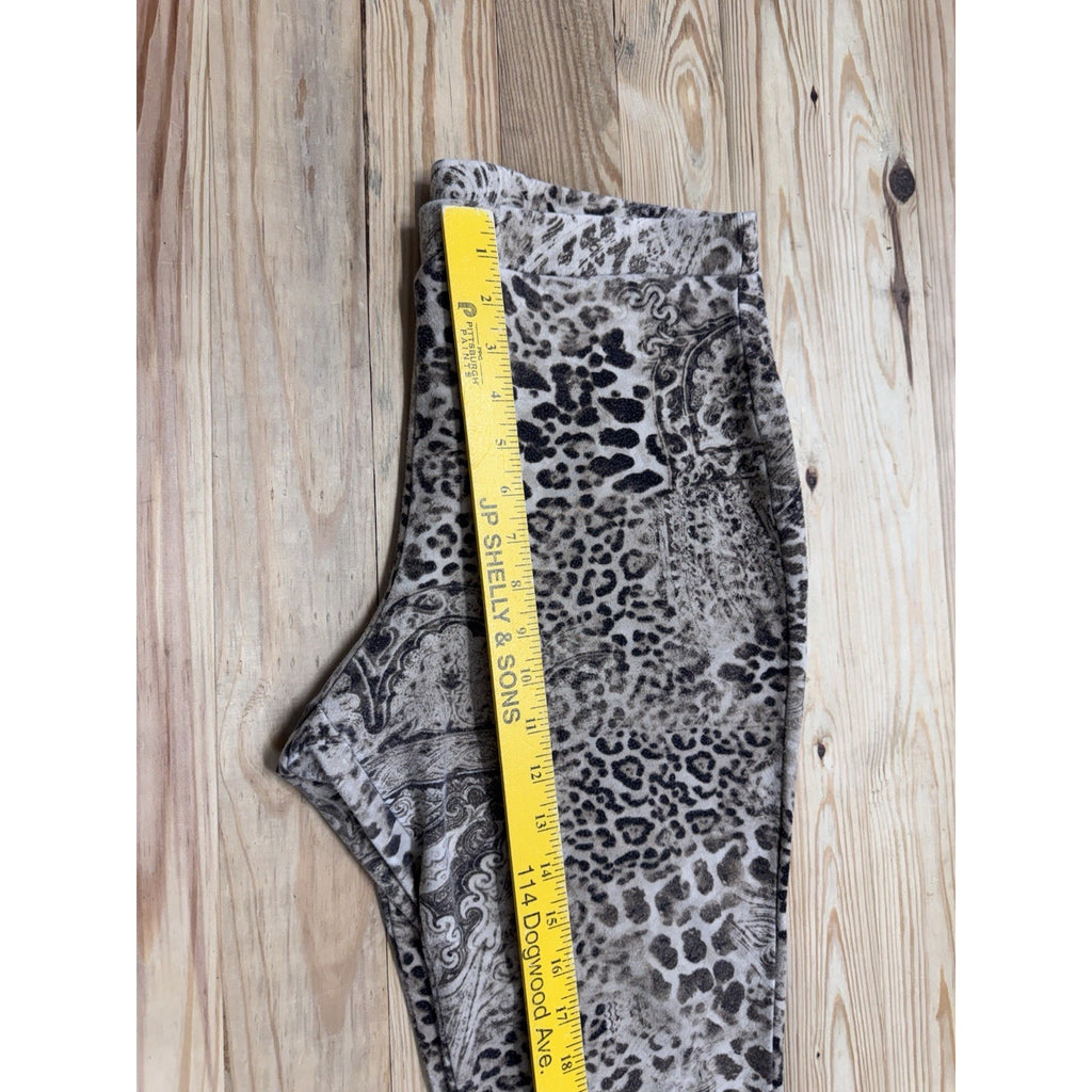 Dress Pants Ankle Cheetah Print Pull On Elastic Waist Chicos 2 US 12 Reg