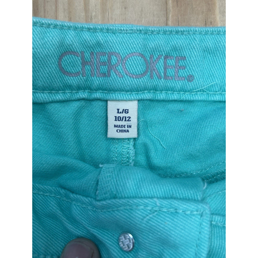 Womens CHEROKEE Cuffed Shorts Surf Green Sz L/G 10-12 Excellent