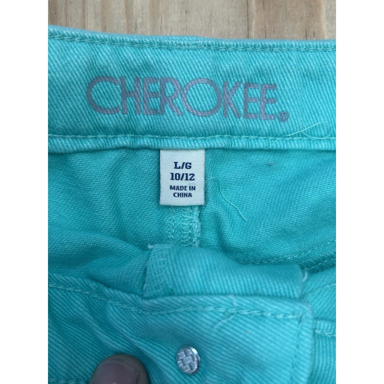 Womens CHEROKEE Cuffed Shorts Surf Green Sz L/G 10-12 Excellent