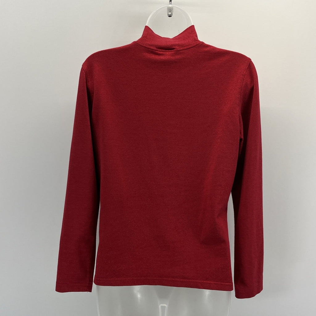 Talbots Women's Red Metallic Pullover Mock Turtleneck Sweater Size Petite Small