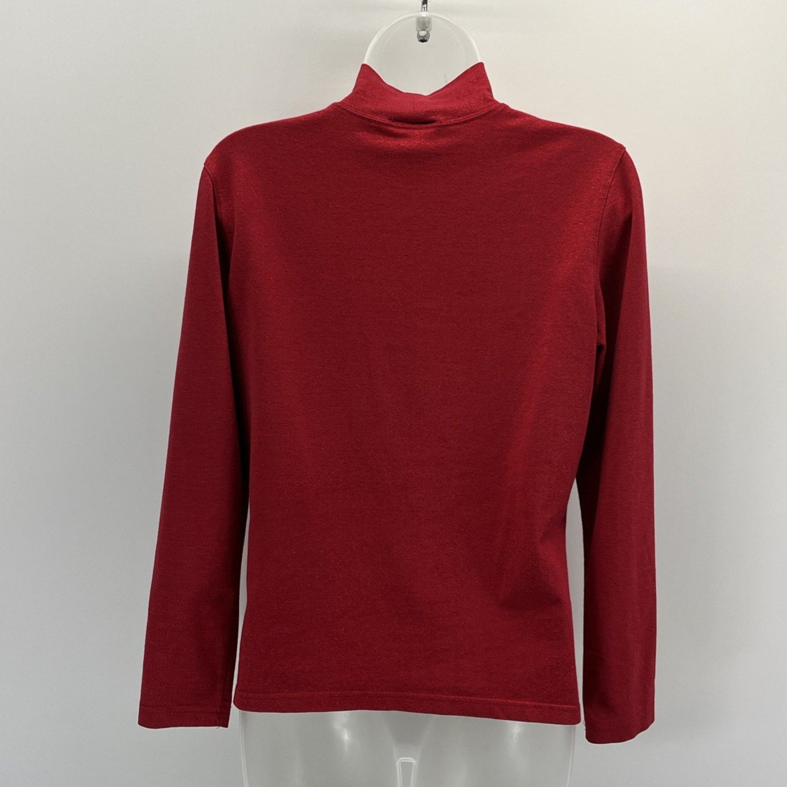 Talbots Women's Red Metallic Pullover Mock Turtleneck Sweater Size Petite Small