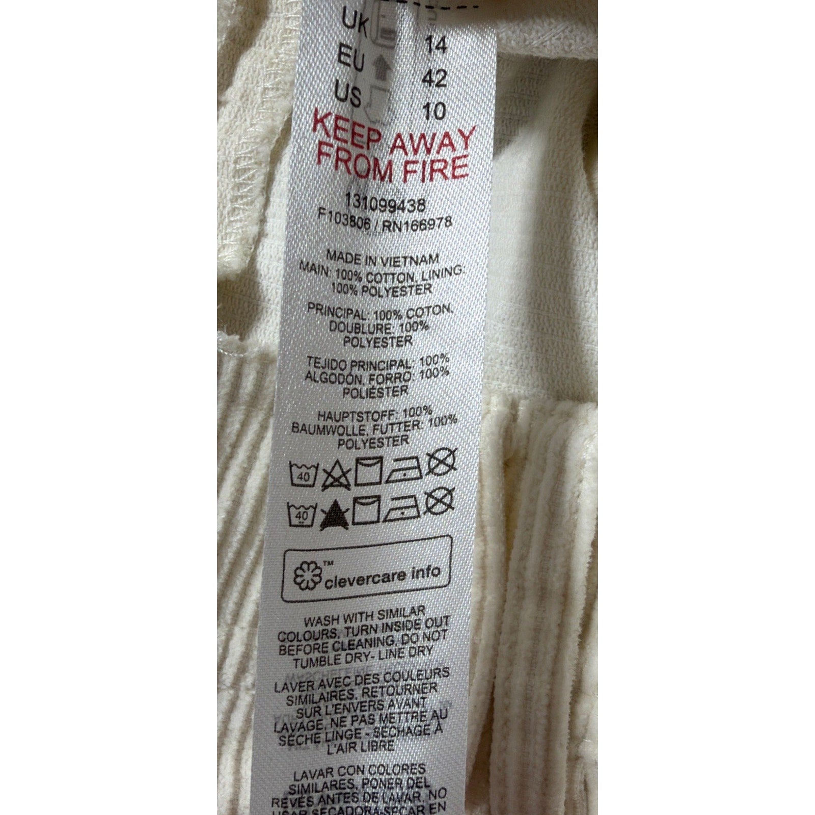 TOPSHOP Women's 10 WIDE LEG Corduroy Pants Jeans 30x27 Ivory High Rise Retro