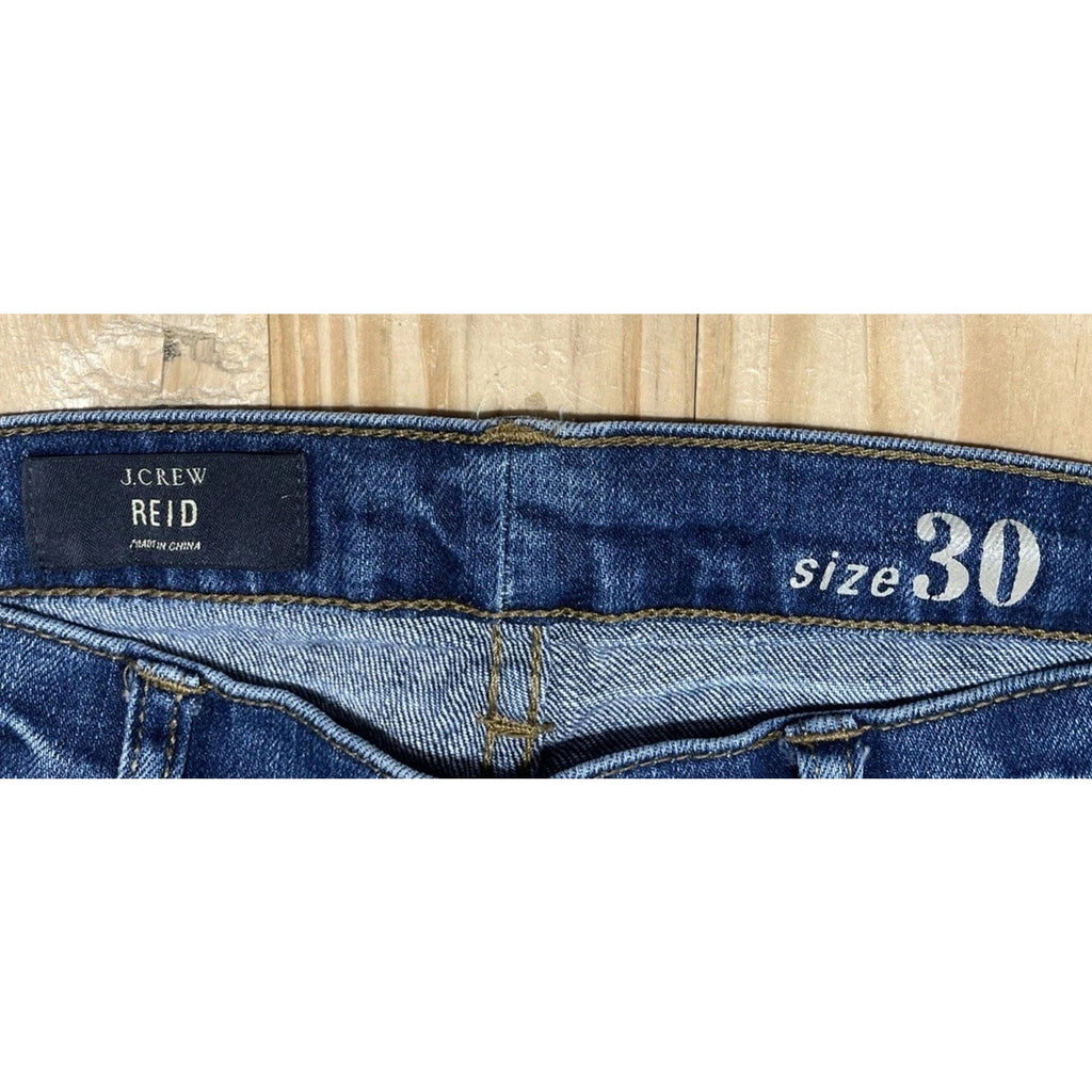 J. Crew Reid Straight Leg Whiskered Soft Stretch Denim Selvedge Jeans Size 30