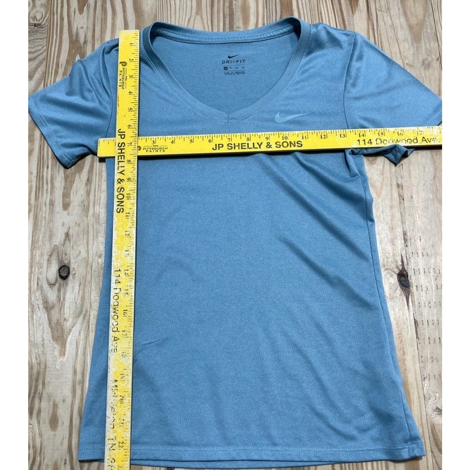 Nike Womens V-Neck T-Shirt Dri-Fit Short Sleeve Green Size XS