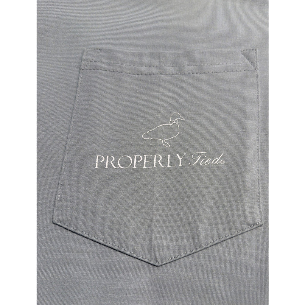 Properly Tied Mens Fj Cruiser T Shirt Blue 100% Pima Cotton Front Pocket XL