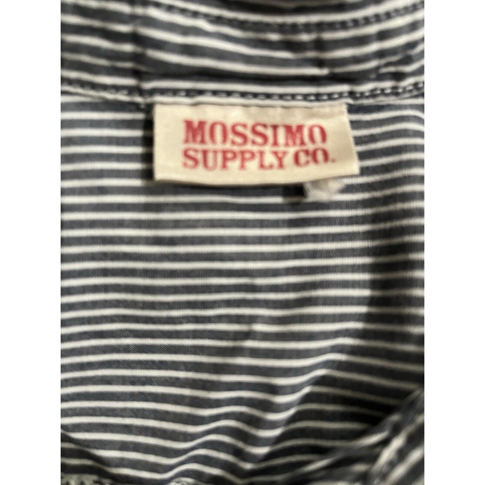 MOSSIMO Women's Gray/White Striped Full Button Down Long Sleeve Shirt Size M