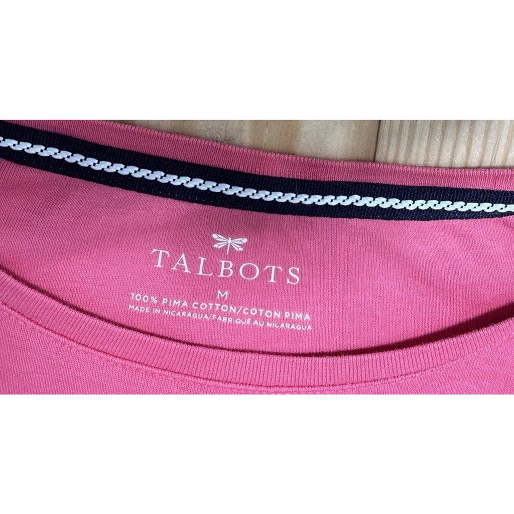 talbots womans pink long sleeve blouse pima cotton size M