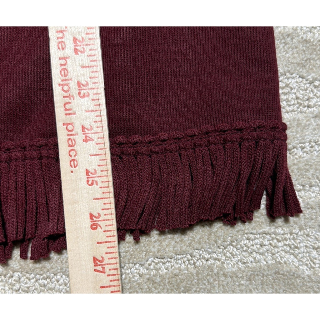 Nina Leonard Fringe Skirt Trim Boho Western Plus Size 2X Burgundy NWT