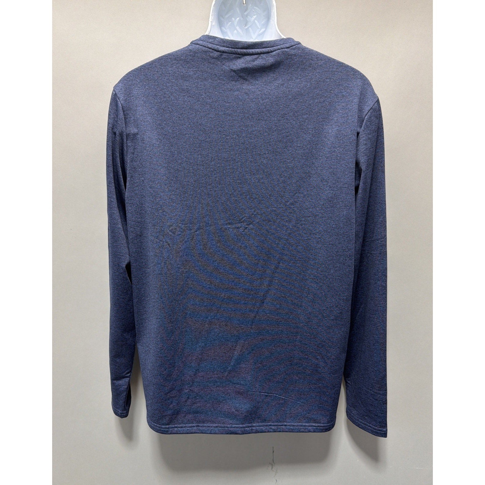 Eddie Bauer Heathered Blue Free Dry Motion Crew Neck Long Sleeve Mens L
