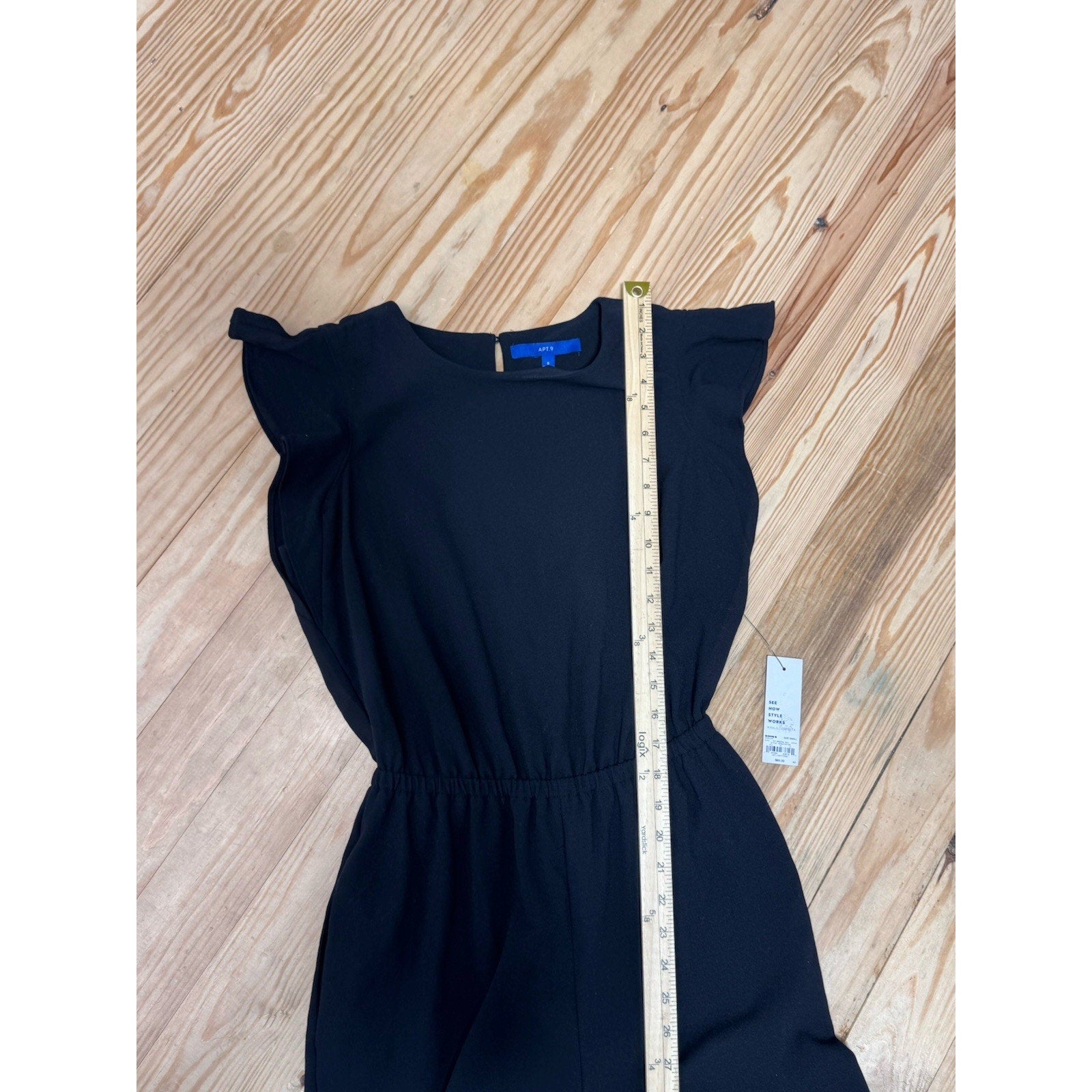 Apt 9 Black Flutter Short Sleeve Jumpsuit Women’s Size Small