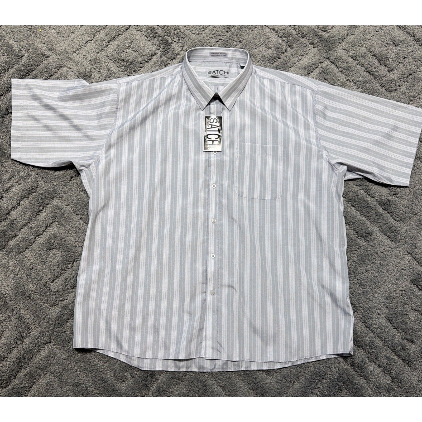 SATCHI Bruno Satchi Men's Striped Short Sleeve Dress Shirt Size 4XL