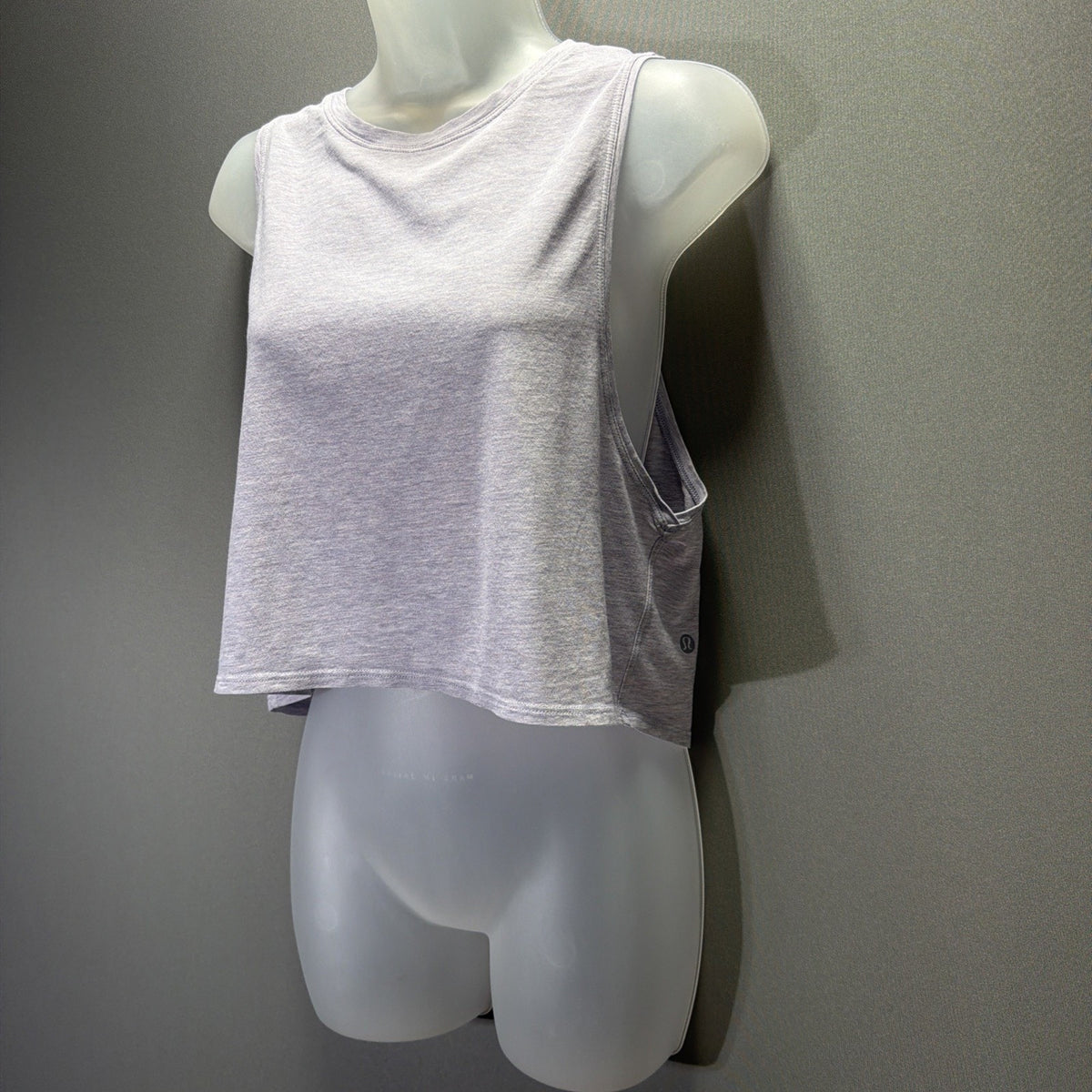 Lululemon Womens Lavender Heathered Crop Tank Top Back Cutout Muscle Yoga