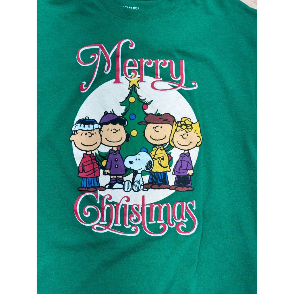 Peanuts Charlie Brown Adults Medium Green Shirt Merry Christmas Holiday Shirt