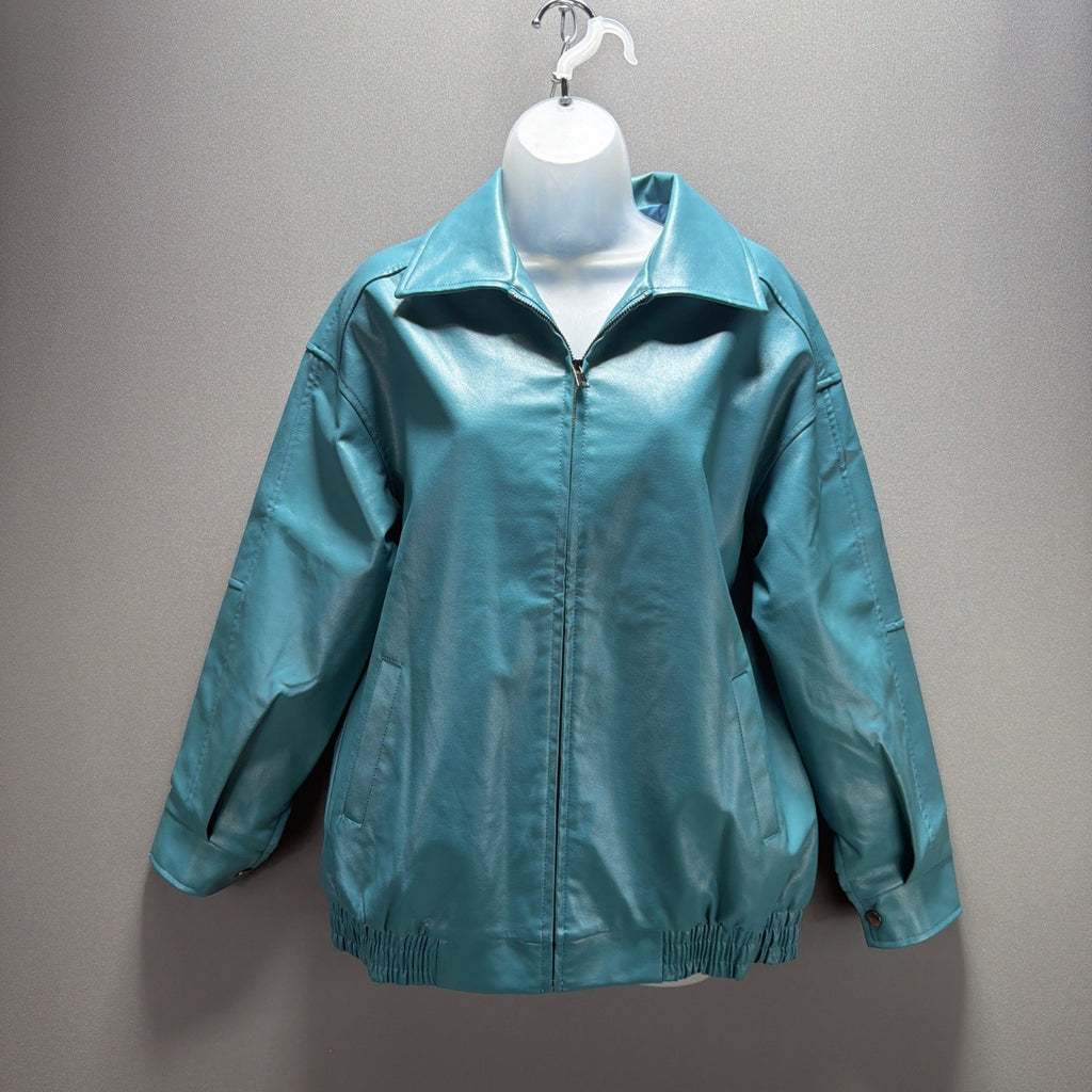 AUTOMET Womens S Oversized Leather Jacket Faux Suede Fashion Motorcycle Coat NWT