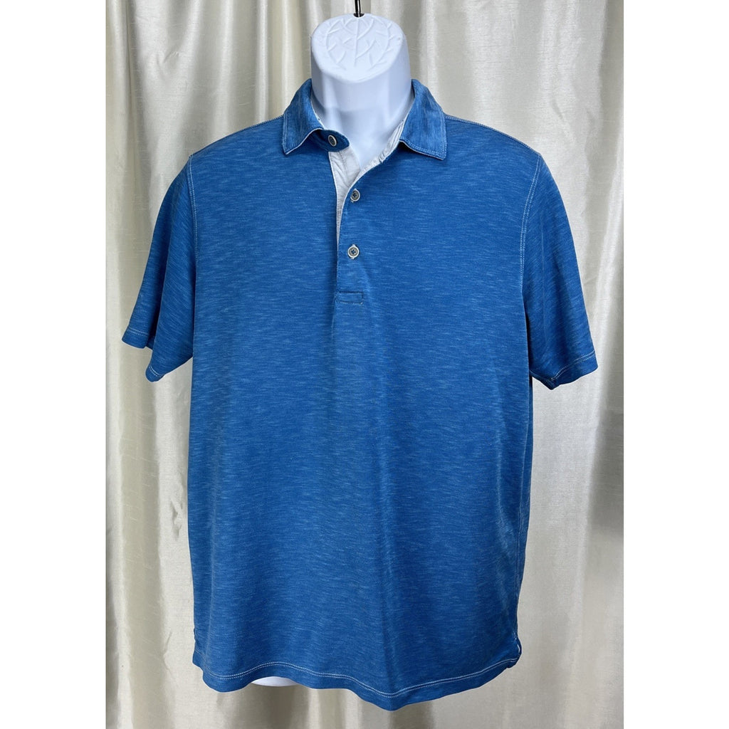 Tommy Bahama Short Sleeve Shirt Palmetto Paradise Polo Voyager Blue M
