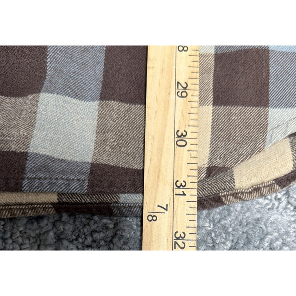 Vintage Woolrich Heavyweight Flannel Shirt Brown Blue Cream Plaid