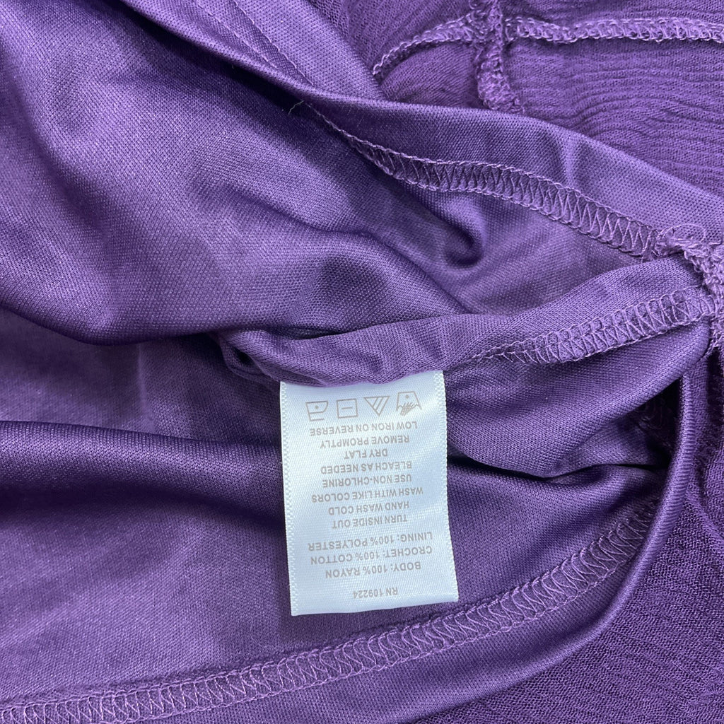 Indigo Soul Women’s Tunic Dress XL Purple Crochet Trim Ruffled Lined