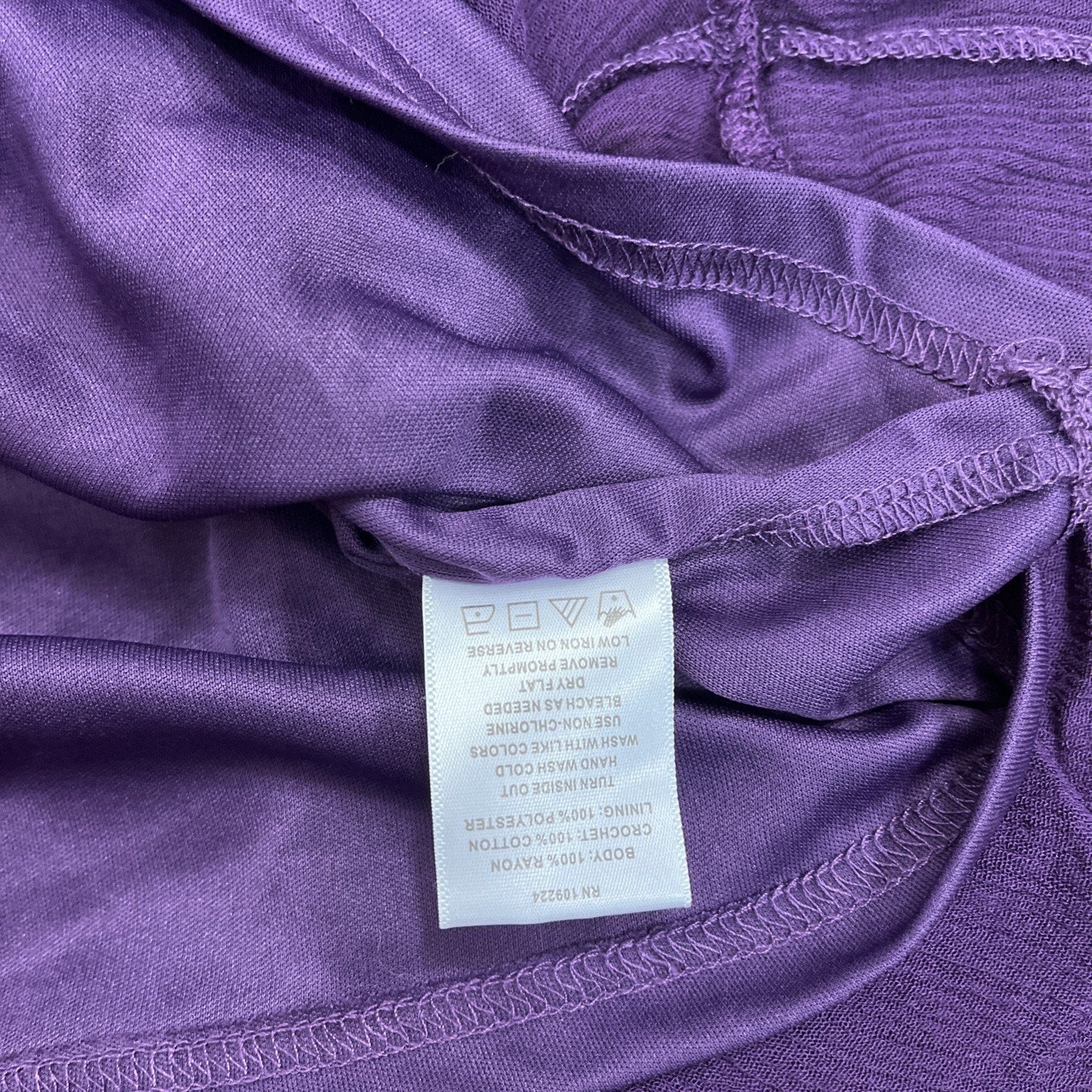 Indigo Soul Women’s Tunic Dress XL Purple Crochet Trim Ruffled Lined