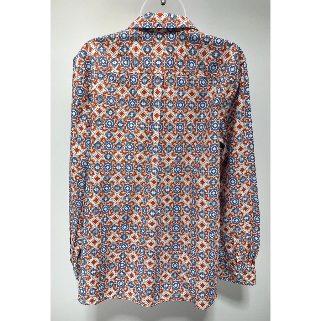 Talbots 100% Cotton Floral Long Sleeve Button-Up Shirt Size XL Lightweight