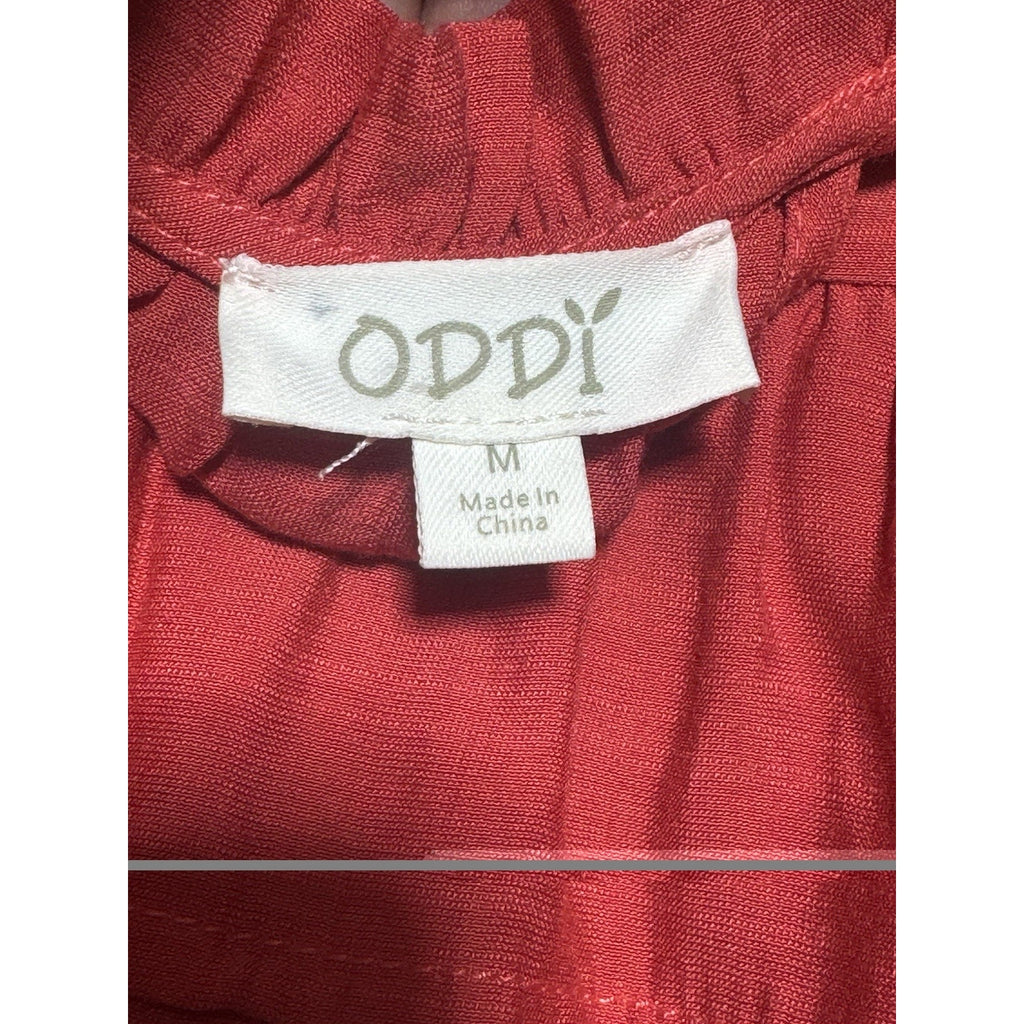 ODDI Womens Medium Red Tiered Ruffle Halter Dress Sleeveless Boho Mini
